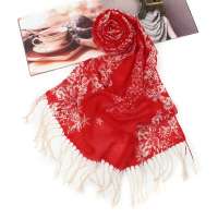 丝界(SIGI)郁金香达人 2013秋冬新品100%羊毛毛印花保暖大丝巾围巾 圣诞红