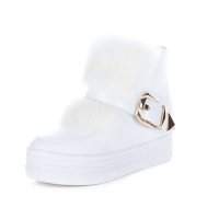 图米娜冬季新款 雪地靴松糕厚底短靴真毛兔毛靴子矮筒女鞋子C60313