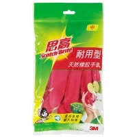 3M思高耐用橡胶防水手套 家务家用洗碗手套加厚不伤手 中号3副装