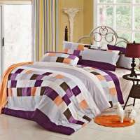 远梦 家纺床品套件 100%纯棉时尚床单四件套230cmX250cm（布拉格爱恋-紫）