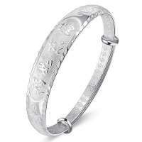 跃进珠宝-千足银手镯长辈送礼佳品 福如东海