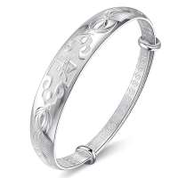 跃进珠宝-千足银手镯 寿 长辈送礼(长寿祝福)