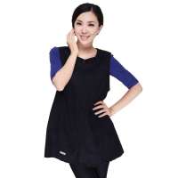 婷美康美婷 银纤维加长护胸款防辐射服孕妇装/可拆洗深蓝环领衫KF1152 深蓝XL