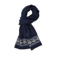 THANTRUE真享 韩版羊毛羊绒围巾 秋冬季纯色针织毛线围脖 男士情侣多用 W070 藏青色