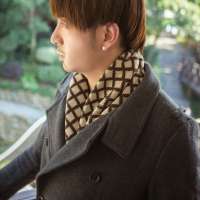 THANTRUE真享 韩版潮针织格子围巾 秋冬季羊绒羊毛围脖 男士百搭毛线 W072 咖米