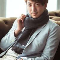 THANTRUE真享 韩版超长针织围巾 秋冬季羊毛羊绒方巾 男士百变毛线围脖 W075 黑灰