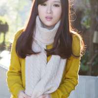 THANTRUE真享  韩版百搭针织围巾 秋冬季羊绒羊毛线方巾 女士纯色围脖 W076 米色