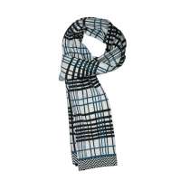 THANTRUE真享 韩版针织毛线围脖 秋冬季格子羊毛羊绒围巾 男士情侣长款 W069 黑白色