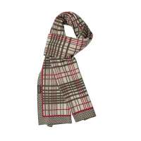 THANTRUE真享 韩版针织毛线围脖 秋冬季格子羊毛羊绒围巾 男士情侣长款 W069 咖啡红米