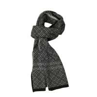 THANTRUE真享 休闲商务保暖围巾 秋冬季羊毛羊绒大方巾 男士格子围脖 W074 黑灰