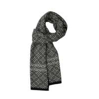 THANTRUE真享 休闲商务保暖围巾 秋冬季羊毛羊绒大方巾 男士格子围脖 W074 黑白