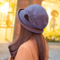 THANTRUE真享 韩版女士秋天小盆帽 翻边羊毛羊绒帽子 时尚冬天皮帽 P120 深灰色