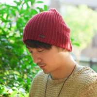 THANTRUE真享 韩版潮针织帽子 秋冬天套头帽纯棉毛线帽 男士翻檐包头帽 Z023 枣红色