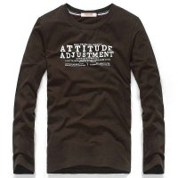 ppz 男装素色字母印花圆领长袖T恤ts709