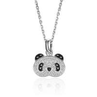 潮宏基 官方正品-熊猫系列-Chi-Chi & Qi-Qi-18K金-白18K金钻石坠链/项链