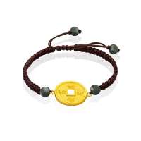 潮宏基官方正品 富足安康-金钱币 黄金/足金手链