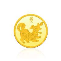 潮宏基 官方正品 精致工艺12生肖系列 2克黄金/金币-生肖狗