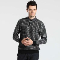 格斯帝尼翻领条纹男士羊毛衫H8011