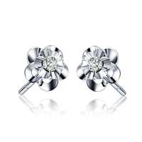 喜钻 18K白金 聆听花儿6分钻石耳钉E0284