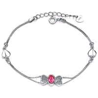 唯一(Winy) 925纯银手链 水晶蝴蝶结 时尚典雅 女款手链  配精美礼盒 199SL1