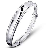唯一(Winy)S999千足银手镯 爱的三叶草 26(±)1克 纯银手镯 配检测证书精美包装 190SZ5