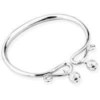 张银匠 S990足银光面手镯 响铃公主(19g±1g)开口银手镯 送女友 送老婆