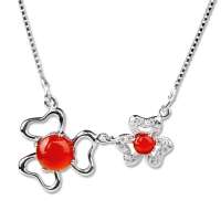 张银匠 民族复古时尚风 S925纯银项链 镶嵌红玛瑙 醉芳茵 女款项链