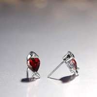 唯一(Winy)925纯银耳钉 可鱼水晶 天然石榴石耳钉 女款 中国风 高贵典雅  配精美礼盒 157ES7