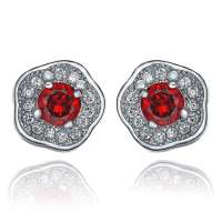 唯一(Winy)925纯银石榴石耳钉 花怡 唯美闪钻 防过敏 配精美礼盒 151ES7