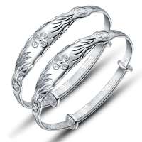 唯一(Winy)999千足银手镯 平安福花 约17克 宝宝儿童手镯  配礼盒 167SZ4