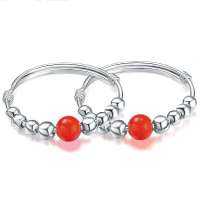 唯一(Winy)990足银手镯 珠珠守护 宝宝儿童手镯 约14克 红色玛瑙款 配精美礼盒 134SZ4