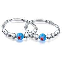 唯一(Winy)990足银手镯 珠珠守护 宝宝儿童手镯 约14克 蓝色琉璃款 配精美礼盒 134SZ9