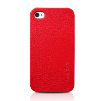 TAKEFANS荔枝纹真皮手机套苹果iPhone4/4s红色