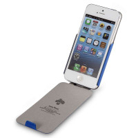 TAKEFANS超薄上下翻盖皮套手机套苹果iphone5蓝色