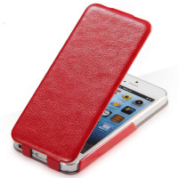 TAKEFANS超薄上下翻盖皮套手机套苹果iPhone5红色