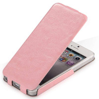 TAKEFANS超薄上下翻盖皮套手机套苹果iPhone5粉色