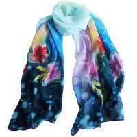 美帜经典手绘乔其纱丝巾-梦幻蓝