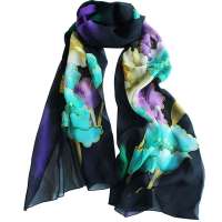 美帜经典手绘乔其纱丝巾-魅力之夜