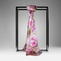 美帜高档真丝喷绘大方巾-牡丹