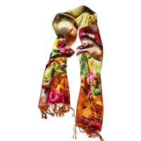 美帜新款双层真丝大披肩丝巾-黄色