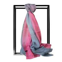 美帜新款高档裸色真丝披巾-桃红灰