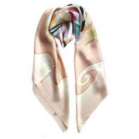 美帜真丝手绘素绉缎方巾-浅粉