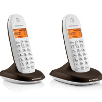 摩托罗拉(MOTOROLA) C1002OC 双机数字无绳电话机 家用无线单机 欧式子母机 (咖啡色)