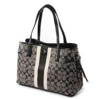 COACH 蔻驰 女款经典LOGO黑色PVC手提单肩包 F22908