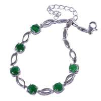 淘翠天然翡翠A货925银镶嵌满阳绿手链55035