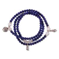 淘翠天然阿富汗青金石间白玉髓佛珠手链510002