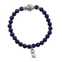 淘翠天然阿富汗青金石泰银手链5mm510005