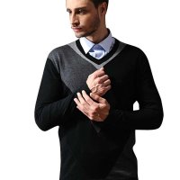 帝牌 商务休闲拼接V领羊毛衫513609