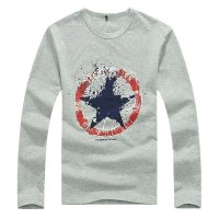 欧榜男装时尚休闲五角星印花圆领长袖T恤13050