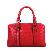 globalfreeman/自由人2013春季新款简洁大气 手提斜跨包 编织纹女包1340珊瑚红